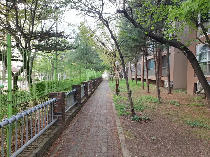 담장을 따라 난 보행로