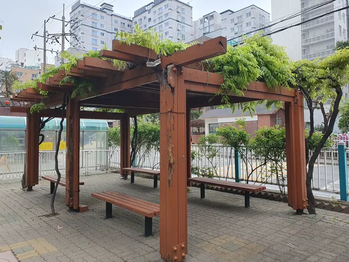 벤치가 놓인 퍼걸러
