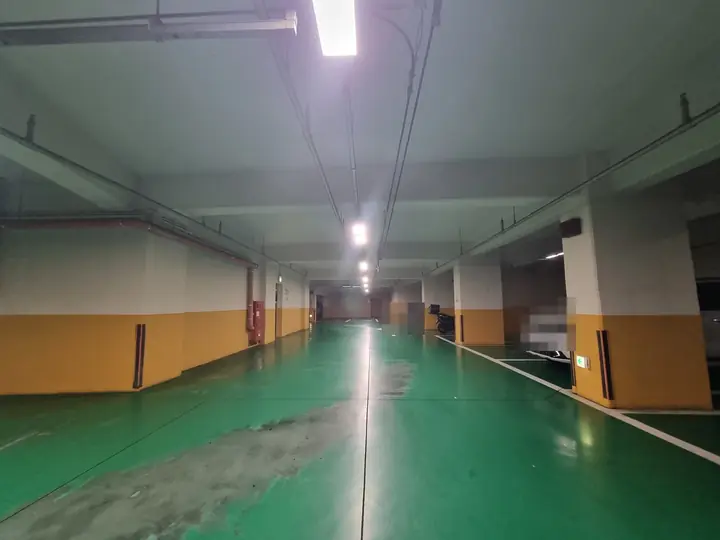 초록 바닥의 지하주차장