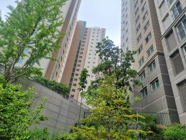 축대 위로 솟은 고층 동
