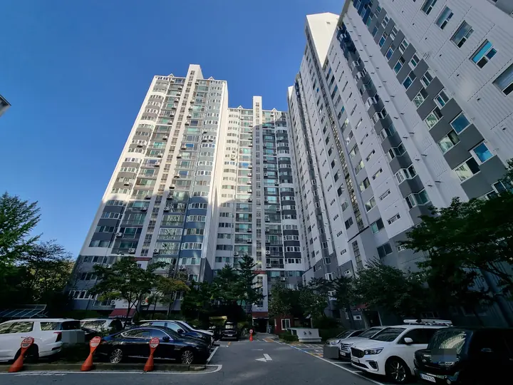 주차장 앞에서 올려다본 동들