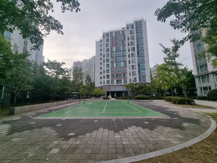 동 사이 녹색 코트